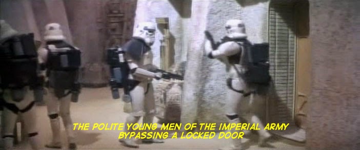 The polite young men of the imperial army bypassing a locked door