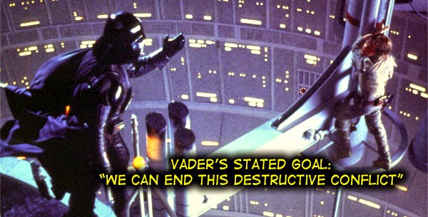 Vader's stated goal: "we can end this destructive conflict"